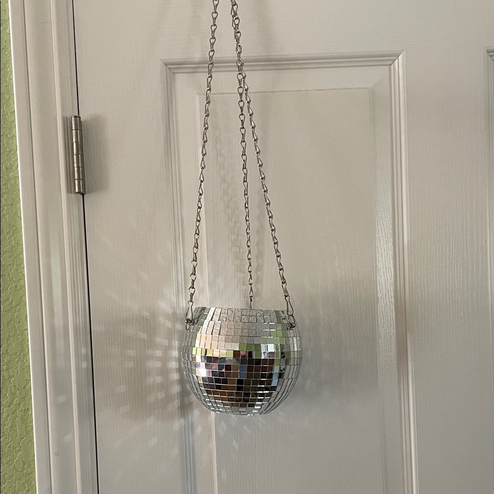 Disco Ball Silver Hanging Planter NWT